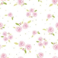 cute flat style pink rose seamless pattern