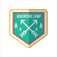 simple aventura de camping con logo en las montañas y la naturaleza. vector