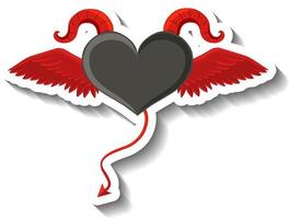 Black heart with evil wings in cartoon style vector