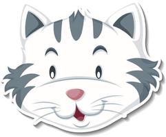 Head of white cat in cartoon style vector