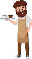 un personaje de dibujos animados de hombre de café sobre fondo blanco vector
