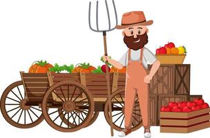 A farmer cartoon character on white background vector