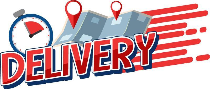 Delivery logo with clock and pinned map