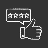 Five star rating chalk icon. Customer excellent review and feedback. Ranking. Client satisfaction. Isolated vector chalkboard illustration