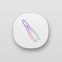 Eyebrow tweezers app icon. UI UX user interface. Cosmetic tweezers. Hair removal tool. Web or mobile application. Vector isolated illustration