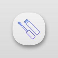 Eyebrow mascara app icon. UI UX user interface. Eyebrows tinting. Brows makeup product. Web or mobile application. Vector isolated illustration