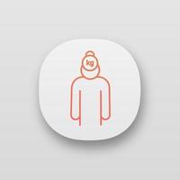 Stress and life problems app icon. Burden. Exhaustion and fatigue. Troubled and tired person. Burnout. Stress symptom. UI UX user interface. Web or mobile application. Vector isolated illustration