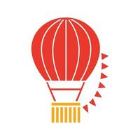 Hot air balloon festival glyph color icon. Aerostat. Silhouette symbol on white background with no outline. Negative space. Vector illustration