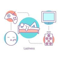 Procrastination concept icon. Laziness. Wasting time idea thin line illustration. Rest. Vector isolated outline drawing