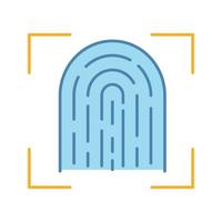 Fingerprint scanning color icon. Touch id. Biometric identification. Fingerprint recognition. Isolated vector illustration