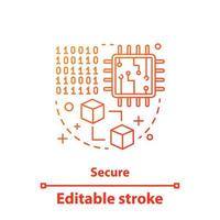 Big data concept icon. Deep learning. Digital technology idea thin line illustration. Binary code, microchip, blockchain. Vector isolated outline drawing. Editable stroke