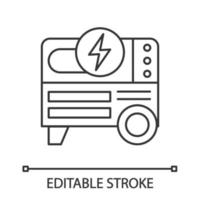 Portable power generator linear icon. Thin line illustration. Home electric generator. Contour symbol. Vector isolated outline drawing. Editable stroke