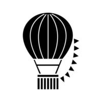 Hot air balloon festival glyph icon. Aerostat. Silhouette symbol. Negative space. Vector isolated illustration