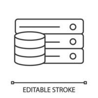 Database linear icon. Digital storage. Thin line illustration. Server. Big data. Contour symbol. Vector isolated outline drawing. Editable stroke