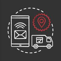Delivery waiting chalk concept icon. Parcel tracking. Shipping service idea. Vector isolated chalkboard illustration