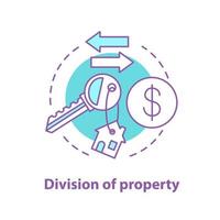 Division of property concept icon. Real estate distribution. Property buying, rent or sale. Vector isolated outline drawing