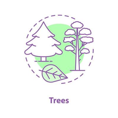 Trees concept icon. Park, forest idea thin line illustration. Pine and fir trees, leaf. Vector isolated outline drawing