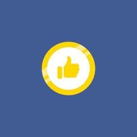 Like Icon Vector in Gold Style. Thumb Up Sign Symbol