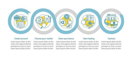 plantilla de infografía vectorial de comercio en Internet. Negocios en línea. visualización de datos con cinco pasos y opciones. gráfico de línea de tiempo del proceso. diseño de flujo de trabajo vector