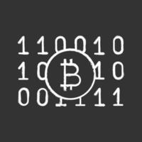 Binary code chalk icon. Cryptocurrency mining. Digital money. Computing. Bitcoin on binary code. Isolated vector chalkboard illustration