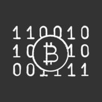 Binary code chalk icon. Cryptocurrency mining. Digital money. Computing. Bitcoin on binary code. Isolated vector chalkboard illustration