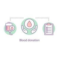 Blood donation concept icon. Volunteering idea thin line illustration. Blood bank. Lifesaving service. Vector isolated outline drawing