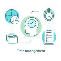 Time management concept icon. Time tracker idea thin line illustration. Efficiency. Vector isolated outline drawing