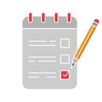 To do list glyph color icon. Notepad with pencil. Taking notes. Checklist. Silhouette symbol on white background with no outline. Negative space. Vector illustration