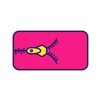 Zipper color icon. Removable mattress cover with zip-fastener. Slide fastener. Isolated vector illustration