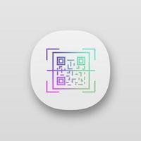 QR code scanning app icon. UI UX user interface. 2D code reading app. Matrix barcode scanner. Two-dimensional barcode. Web or mobile application. Vector isolated illustration