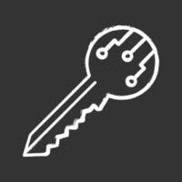 Private digital key chalk icon. Encryption key. Isolated vector chalkboard illustration