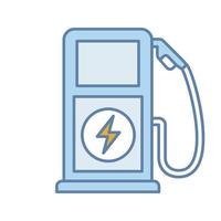 Electric vehicle charging station color icon. Electric car service. Car charge. Electric charging point. Isolated vector illustration