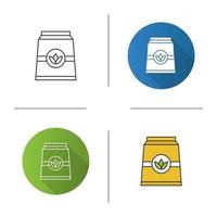 Tea paper package icon. Flat design, linear and color styles. Isolated vector illustrations