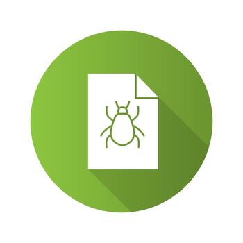 Bug report flat design long shadow glyph icon. Software errors information. Computer viruses statistics. Vector silhouette illustration