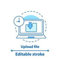 Upload file concept icon. Data transfer. Downloading idea thin line illustration. Computing. Vector isolated outline drawing. Editable stroke