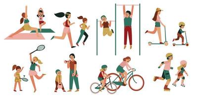 Family Fitness Icons Collection vector