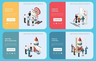 Startup Project Isometric Banner Set vector