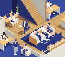 Office Sitting People Composition vector