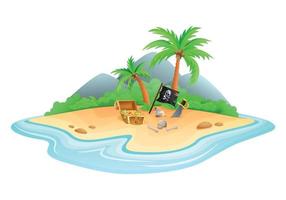 Cartoon Island Pirates Treasure vector
