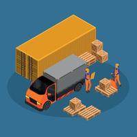 Warehouse Container Loading Composition vector