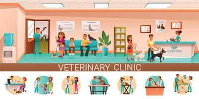 infografía de dibujos animados de clínica veterinaria vector