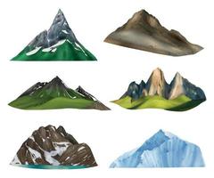 Realistic Mountains Icon Set vector