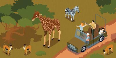 Isometric Safari Ride Composition vector