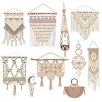 conjunto de objetos de macramé vector