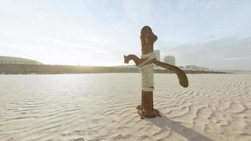 old rusty water pump at sunny day video