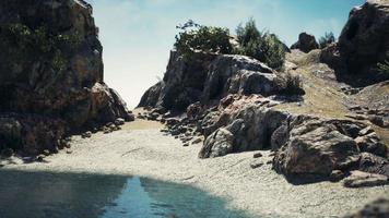 coastal view of a sand beach with cliffs video