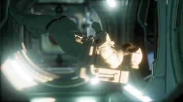 astronaut inside the orbital space station video