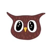 Face character olw isolated on white background. Cute feathery cartoon character brown color in doodle style. vector