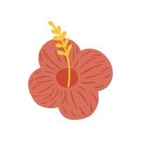 Red flower hibiscus isolated on white background. Beautiful hand drawn botanical sketches for any purpose. vector