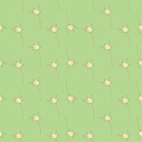 patrón sin costuras de pradera de primavera con siluetas abstractas de flores de milenrama. fondo verde claro.